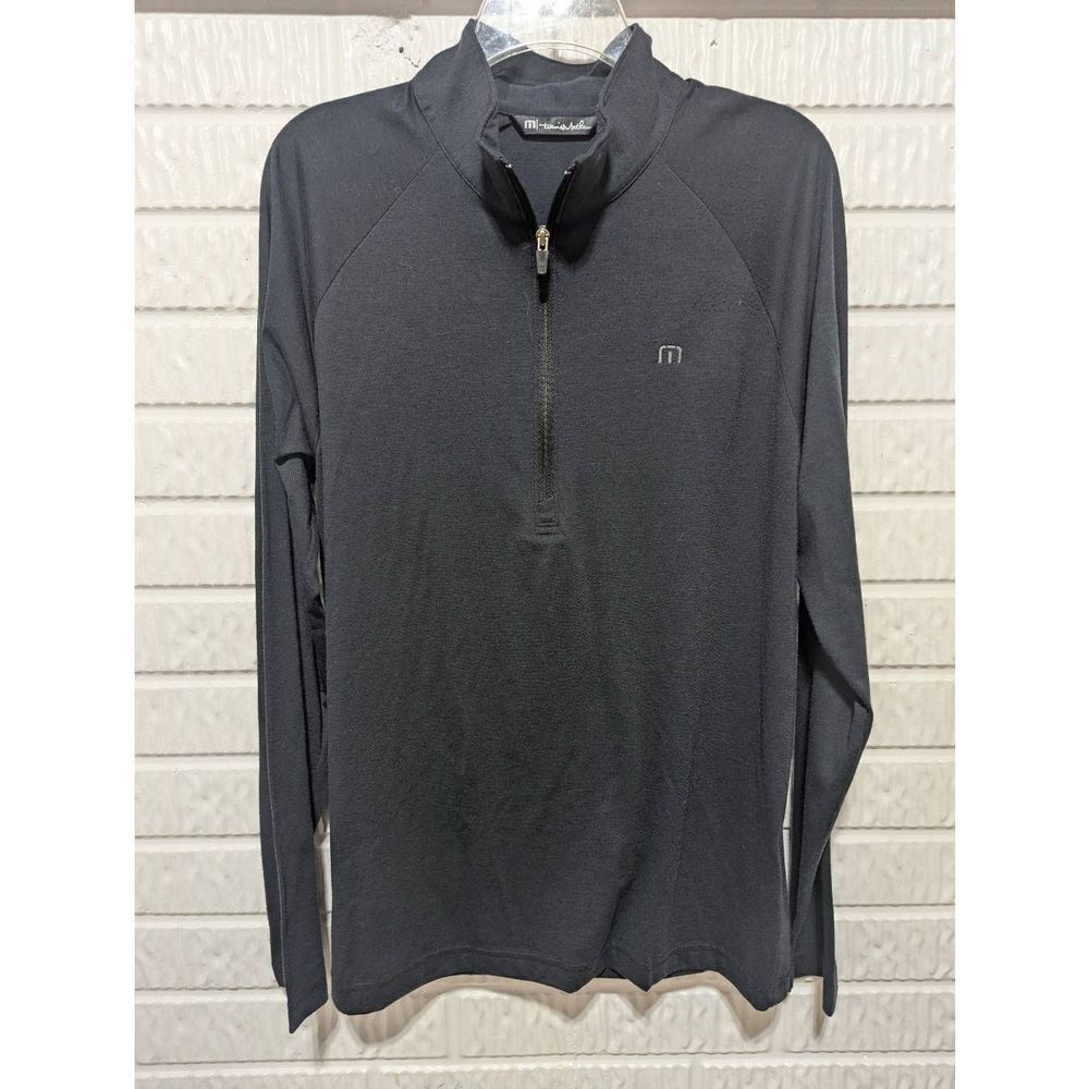 Travis Mathew Men's Blue Solid 1/4 Zip Long-Sleeve Soft Knit Shirt Size M